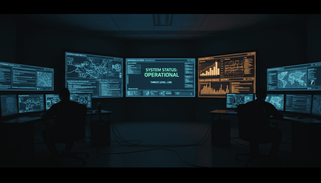 AI monitoring dashboard with real-time system status and alerts