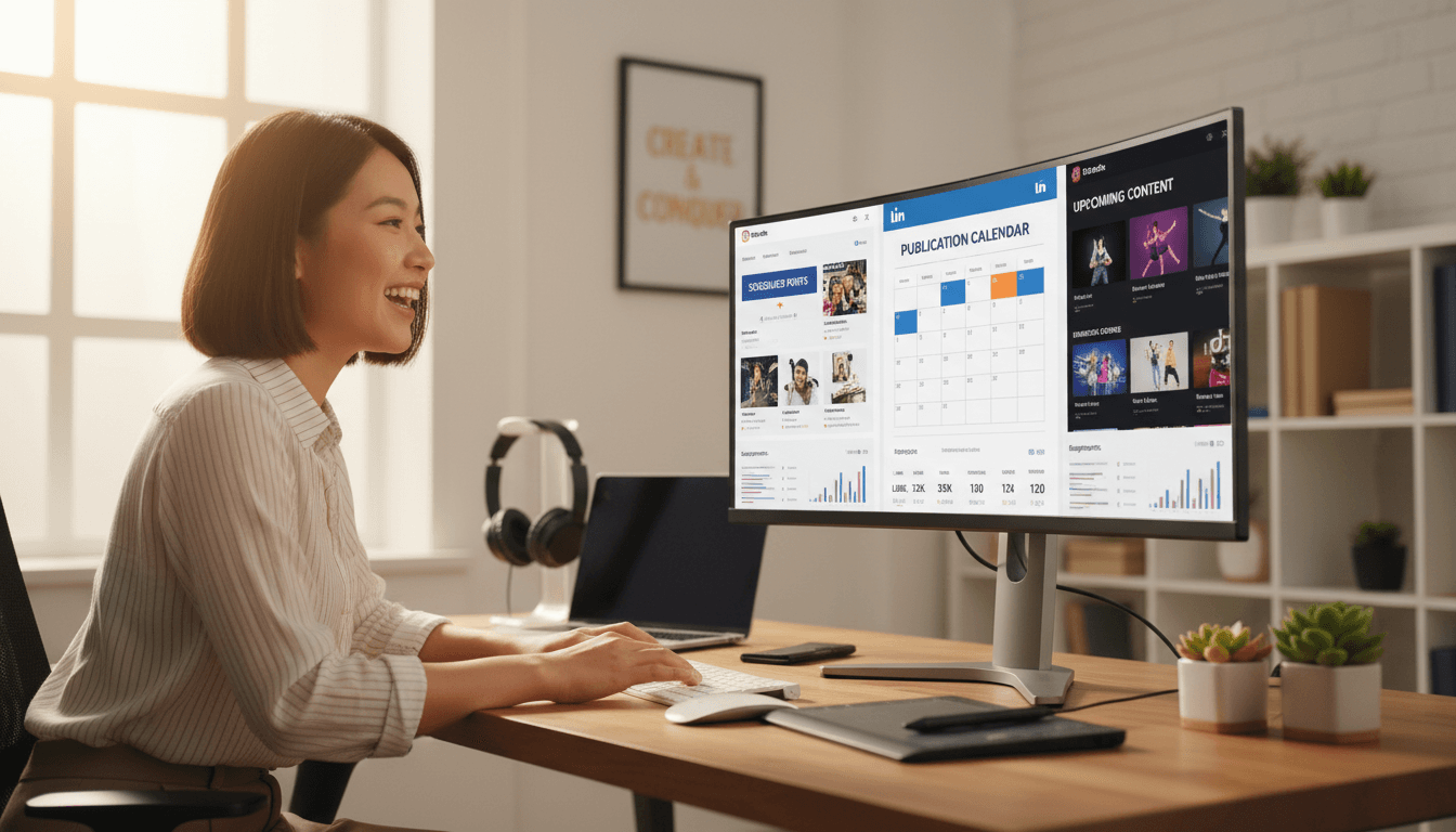 Social media dashboard with scheduled posts and engagement analytics